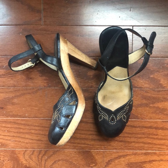 Michael Kors Leather Beaded Wooden Heels size 8.5 - Picture 2 of 12